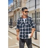 image:imageCOOFANDY Mens Fall Plaid Button Down Shirt Long Sleeve Casual Cowboy Work Shirts Lightweight Flannel Shirts Two PocketPlaidgreygreennavy