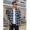 image:imageCOOFANDY Mens Fall Plaid Button Down Shirt Long Sleeve Casual Cowboy Work Shirts Lightweight Flannel Shirts Two PocketPlaidgreygreennavy