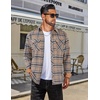 image:imageCOOFANDY Mens Fall Plaid Button Down Shirt Long Sleeve Casual Cowboy Work Shirts Lightweight Flannel Shirts Two PocketPlaidkhaki