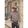 image:imageCOOFANDY Mens Fall Plaid Button Down Shirt Long Sleeve Casual Cowboy Work Shirts Lightweight Flannel Shirts Two PocketPlaidkhaki