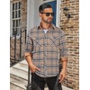 image:imageCOOFANDY Mens Fall Plaid Button Down Shirt Long Sleeve Casual Cowboy Work Shirts Lightweight Flannel Shirts Two PocketPlaidkhaki