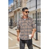 image:imageCOOFANDY Mens Fall Plaid Button Down Shirt Long Sleeve Casual Cowboy Work Shirts Lightweight Flannel Shirts Two PocketPlaidkhaki