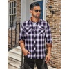 image:imageCOOFANDY Mens Fall Plaid Button Down Shirt Long Sleeve Casual Cowboy Work Shirts Lightweight Flannel Shirts Two PocketPlaidpurple