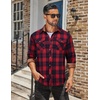 image:imageCOOFANDY Mens Fall Plaid Button Down Shirt Long Sleeve Casual Cowboy Work Shirts Lightweight Flannel Shirts Two PocketPlaidred