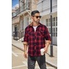image:imageCOOFANDY Mens Fall Plaid Button Down Shirt Long Sleeve Casual Cowboy Work Shirts Lightweight Flannel Shirts Two PocketPlaidred