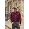 image:imageCOOFANDY Mens Fall Plaid Button Down Shirt Long Sleeve Casual Cowboy Work Shirts Lightweight Flannel Shirts Two PocketPlaidred