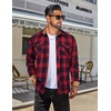 image:imageCOOFANDY Mens Fall Plaid Button Down Shirt Long Sleeve Casual Cowboy Work Shirts Lightweight Flannel Shirts Two PocketPlaidred