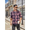 image:imageCOOFANDY Mens Fall Plaid Button Down Shirt Long Sleeve Casual Cowboy Work Shirts Lightweight Flannel Shirts Two PocketPlaidred Navy White