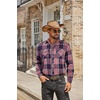 image:imageCOOFANDY Mens Fall Plaid Button Down Shirt Long Sleeve Casual Cowboy Work Shirts Lightweight Flannel Shirts Two PocketPlaidred Navy White