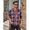 image:imageCOOFANDY Mens Fall Plaid Button Down Shirt Long Sleeve Casual Cowboy Work Shirts Lightweight Flannel Shirts Two PocketPlaidred Navy White