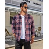 image:imageCOOFANDY Mens Fall Plaid Button Down Shirt Long Sleeve Casual Cowboy Work Shirts Lightweight Flannel Shirts Two PocketPlaidred Navy White