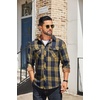 image:imageCOOFANDY Mens Fall Plaid Button Down Shirt Long Sleeve Casual Cowboy Work Shirts Lightweight Flannel Shirts Two PocketPlaidyellow Navy Plaid