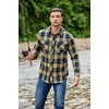 image:imageCOOFANDY Mens Fall Plaid Button Down Shirt Long Sleeve Casual Cowboy Work Shirts Lightweight Flannel Shirts Two PocketPlaidyellow Navy Plaid