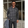 image:imageCOOFANDY Mens Flannel Plaid Shirts Long Sleeve Casual Button Down Cotton Shirt with PocketBlack Grey Plaid