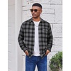 image:imageCOOFANDY Mens Flannel Plaid Shirts Long Sleeve Casual Button Down Cotton Shirt with PocketBlack Grey Plaid