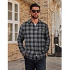 image:imageCOOFANDY Mens Flannel Plaid Shirts Long Sleeve Casual Button Down Cotton Shirt with PocketBlack Grey Plaid