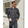 image:imageCOOFANDY Mens Flannel Plaid Shirts Long Sleeve Casual Button Down Cotton Shirt with PocketBlack Grey Plaid