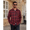image:imageCOOFANDY Mens Flannel Plaid Shirts Long Sleeve Casual Button Down Cotton Shirt with PocketBlack Red Plaid