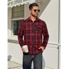 image:imageCOOFANDY Mens Flannel Plaid Shirts Long Sleeve Casual Button Down Cotton Shirt with PocketBlack Red Plaid