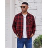 image:imageCOOFANDY Mens Flannel Plaid Shirts Long Sleeve Casual Button Down Cotton Shirt with PocketBlack Red Plaid
