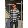 image:imageCOOFANDY Mens Flannel Plaid Shirts Long Sleeve Casual Button Down Cotton Shirt with PocketBlack White Plaid