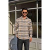 image:imageCOOFANDY Mens Flannel Plaid Shirts Long Sleeve Casual Button Down Cotton Shirt with PocketKhaki Black Plaid