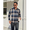 image:imageCOOFANDY Mens Flannel Plaid Shirts Long Sleeve Casual Button Down Cotton Shirt with PocketNavy Khaki Plaid