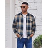 image:imageCOOFANDY Mens Flannel Plaid Shirts Long Sleeve Casual Button Down Cotton Shirt with PocketNavy Khaki Plaid
