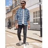 image:imageCOOFANDY Mens Flannel Plaid Shirts Long Sleeve Casual Button Down Shirt with PocketsBlue Black Plaid