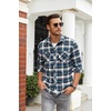 image:imageCOOFANDY Mens Flannel Plaid Shirts Long Sleeve Casual Button Down Shirt with PocketsBlue White