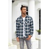 image:imageCOOFANDY Mens Flannel Plaid Shirts Long Sleeve Casual Button Down Shirt with PocketsBlue White