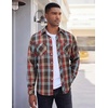 image:imageCOOFANDY Mens Flannel Plaid Shirts Long Sleeve Casual Button Down Shirt with PocketsKhaki Red Plaid