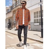 image:imageCOOFANDY Mens Flannel Plaid Shirts Long Sleeve Casual Button Down Shirt with PocketsOrange Grey Plaid