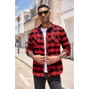 image:imageCOOFANDY Mens Flannel Plaid Shirts Long Sleeve Casual Button Down Shirt with PocketsRed
