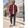 image:imageCOOFANDY Mens Flannel Plaid Shirts Long Sleeve Casual Button Down Shirt with PocketsRed Black Plaid
