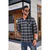 image:imageCOOFANDY Mens Flannel Shirts Long Sleeve Button Down Plaid Shirt Lightweight ShirtBlack  Grey