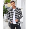 image:imageCOOFANDY Mens Flannel Shirts Long Sleeve Button Down Plaid Shirt Lightweight ShirtBlack  White