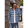 image:imageCOOFANDY Mens Flannel Shirts Long Sleeve Button Down Plaid Shirt Lightweight ShirtBlue  Navy Blue