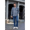 image:imageCOOFANDY Mens Flannel Shirts Long Sleeve Button Down Plaid Shirt Lightweight ShirtBlue  Navy Blue