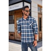 image:imageCOOFANDY Mens Flannel Shirts Long Sleeve Button Down Plaid Shirt Lightweight ShirtBlue  Navy Blue