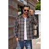 image:imageCOOFANDY Mens Flannel Shirts Long Sleeve Button Down Plaid Shirt Lightweight ShirtBrown White Black