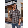 image:imageCOOFANDY Mens Flannel Shirts Long Sleeve Button Down Plaid Shirt Lightweight ShirtBrown White Black