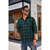image:imageCOOFANDY Mens Flannel Shirts Long Sleeve Button Down Plaid Shirt Lightweight ShirtGreen  Black