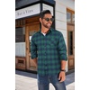 image:imageCOOFANDY Mens Flannel Shirts Long Sleeve Button Down Plaid Shirt Lightweight ShirtGreen  Blue