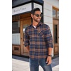 image:imageCOOFANDY Mens Flannel Shirts Long Sleeve Button Down Plaid Shirt Lightweight ShirtOrange Navy Blue