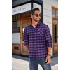 image:imageCOOFANDY Mens Flannel Shirts Long Sleeve Button Down Plaid Shirt Lightweight ShirtPurple  Black