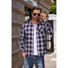 image:imageCOOFANDY Mens Flannel Shirts Long Sleeve Button Down Plaid Shirt Lightweight ShirtPurple White Black