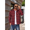 image:imageCOOFANDY Mens Flannel Shirts Long Sleeve Button Down Plaid Shirt Lightweight ShirtRed  Black