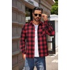 image:imageCOOFANDY Mens Flannel Shirts Long Sleeve Button Down Plaid Shirt Lightweight ShirtRed  Black Plaid