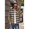 image:imageCOOFANDY Mens Flannel Shirts Long Sleeve Button Down Plaid Shirt Lightweight ShirtYellownavy Blue